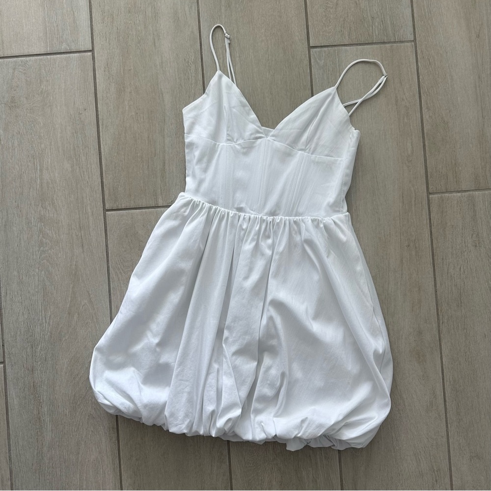 Zara S white poplin bubble dress